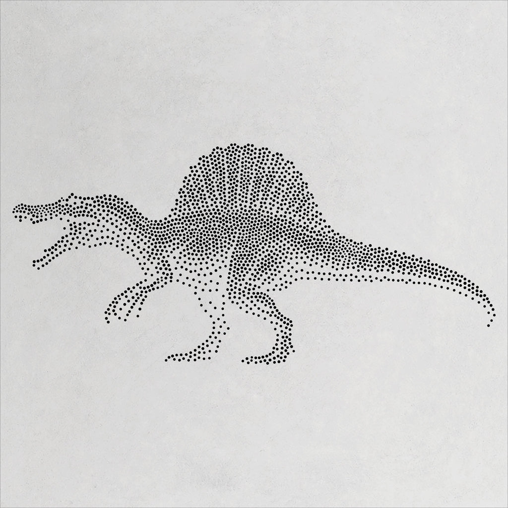 Spinosaurus Dinosaur Stencil | Realistic Mylar Stipple Wall Art, Crafts (Large - 300mm / 12" approx)