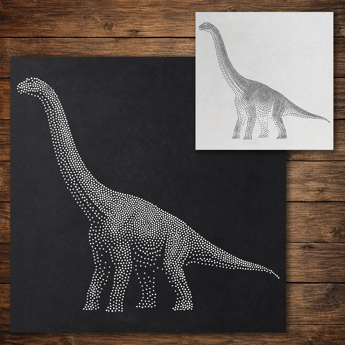 Brachiosaurus Dinosaur Stencil reusable Mylar stencil, 300 x 300 mm