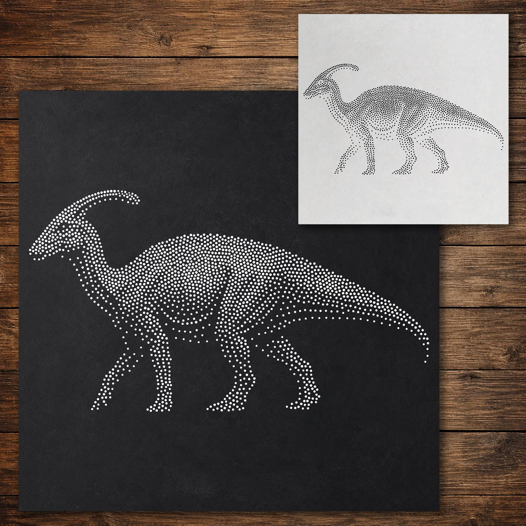 Parasaurolophus Dinosaur Stencil reusable Mylar stencil, 300 x 300 mm