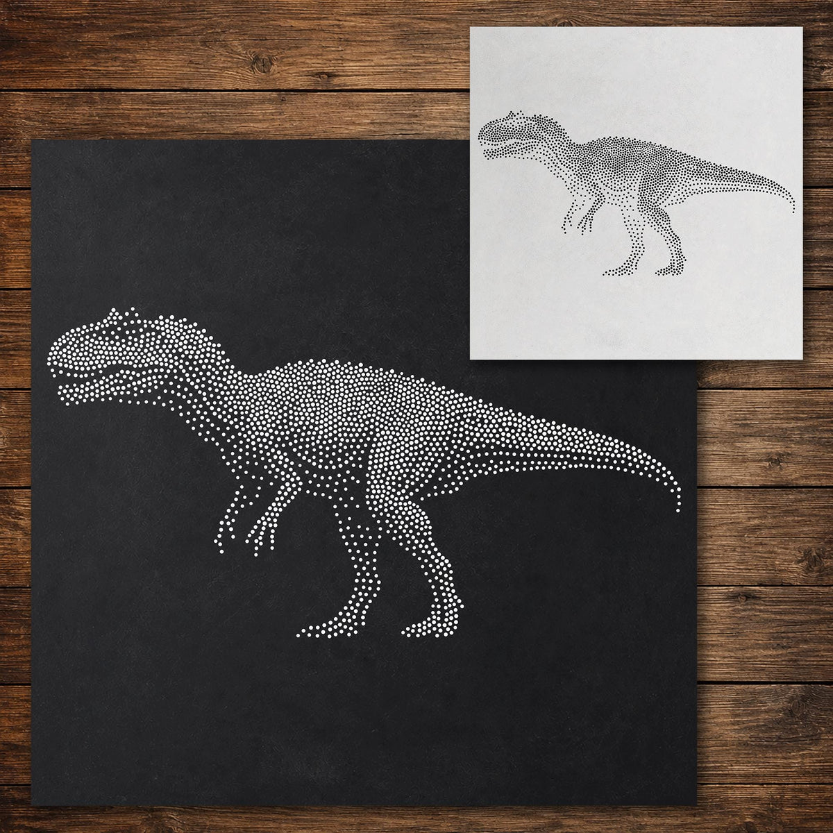 Allosaurus Dinosaur Stencil reusable Mylar stencil, 300 x 300 mm