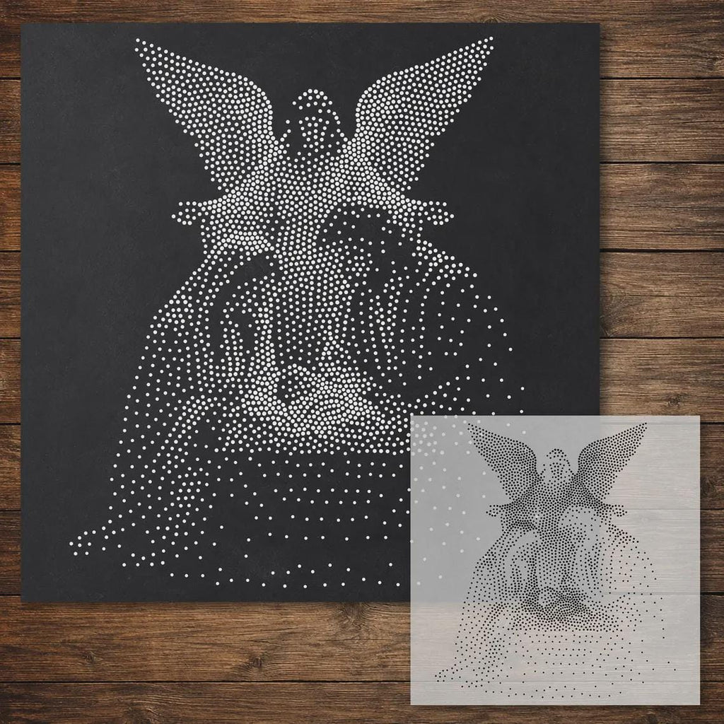 Nativity Stencil Bundle | Wise Men , Angel, Cross & Angel | Set of 4 Realistic Mylar Stipple Wall Art (Large - 300mm / 12" approx)