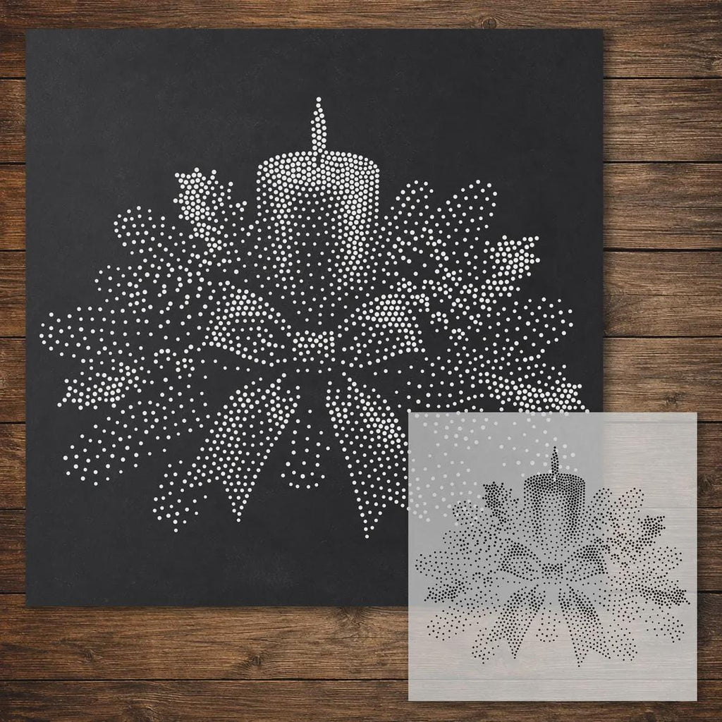 Christmas Stencil Bundle #1  | Snowflakes, Cow, Robin & Candle | Set of 4 Realistic Mylar Stipple Wall Art (Large - 300mm / 12" approx)