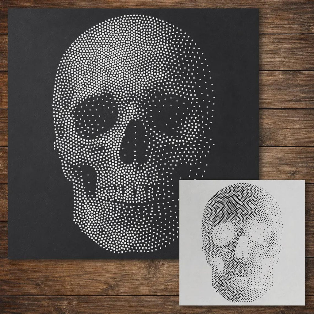 Halloween Stencil Bundle #1  | Skull, Frankenstein, Witch & Hands | Set of 4 Realistic Mylar Stipple Wall Art (Large - 300mm / 12" approx)