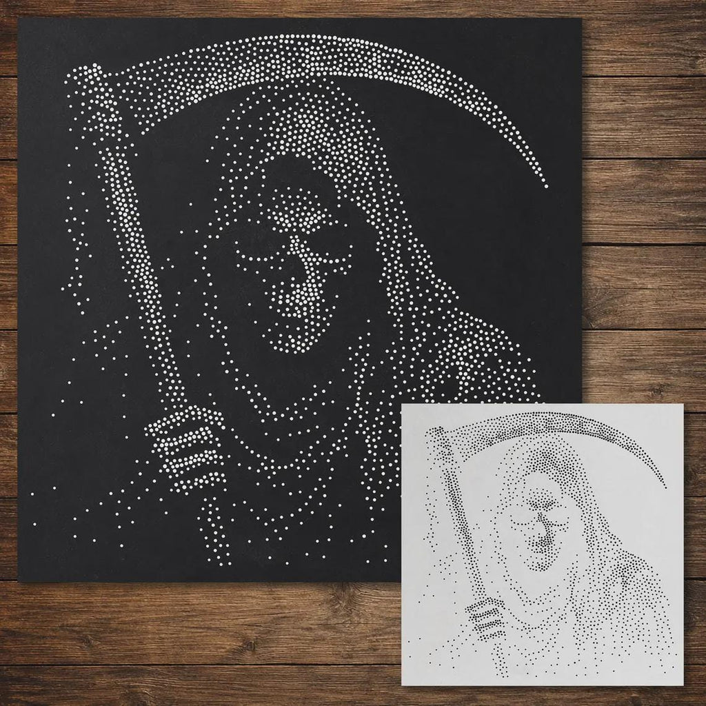 Halloween Stencil Bundle #2  | Reaper, Clown, Pumpkin man, Skeleton | Set of 4 Realistic Mylar Stipple Wall Art (Large - 300mm / 12" approx)