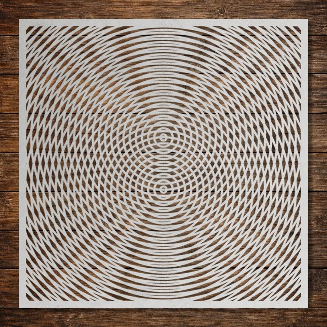 Geometric Stencil Bundle #1  | Squares, Circles, Triangles, Moire Pattern | Set of 4 Wall Art (Large - 300mm / 12" approx)