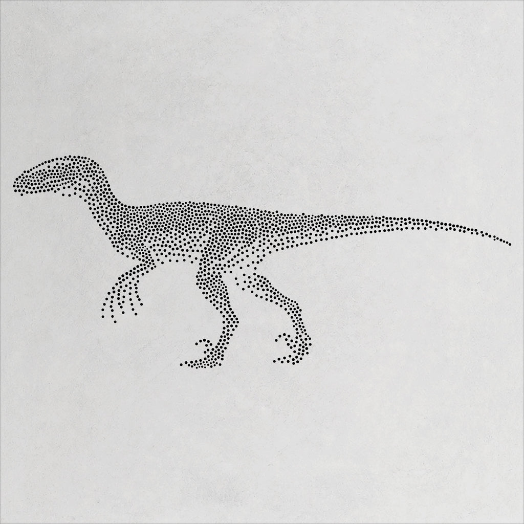 Deinonychus Dinosaur Stencil | Realistic Mylar Stipple Wall Art, Crafts (Large - 300mm / 12" approx)
