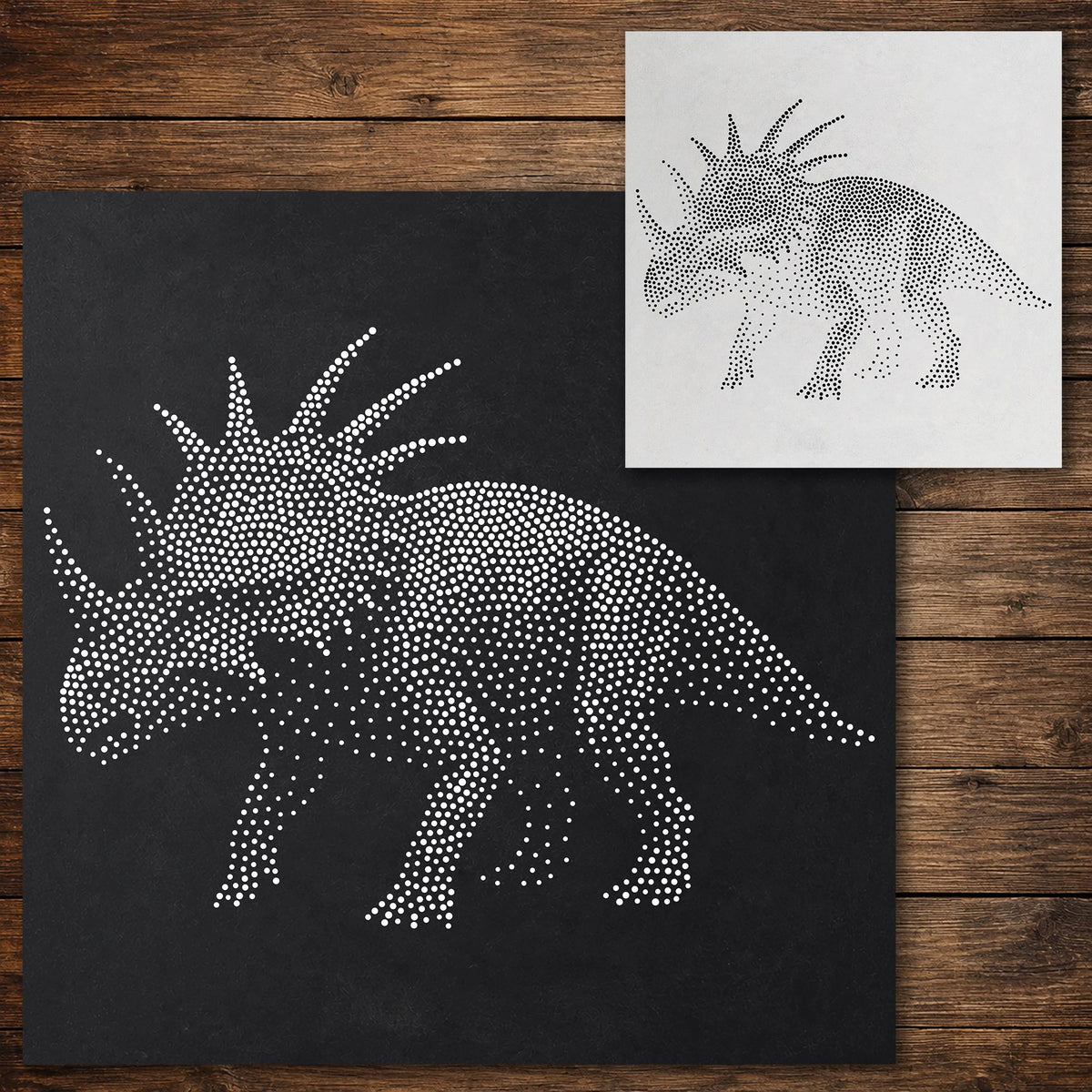 Styracosaurus Dinosaur Stencil reusable Mylar stencil, 300 x 300 mm