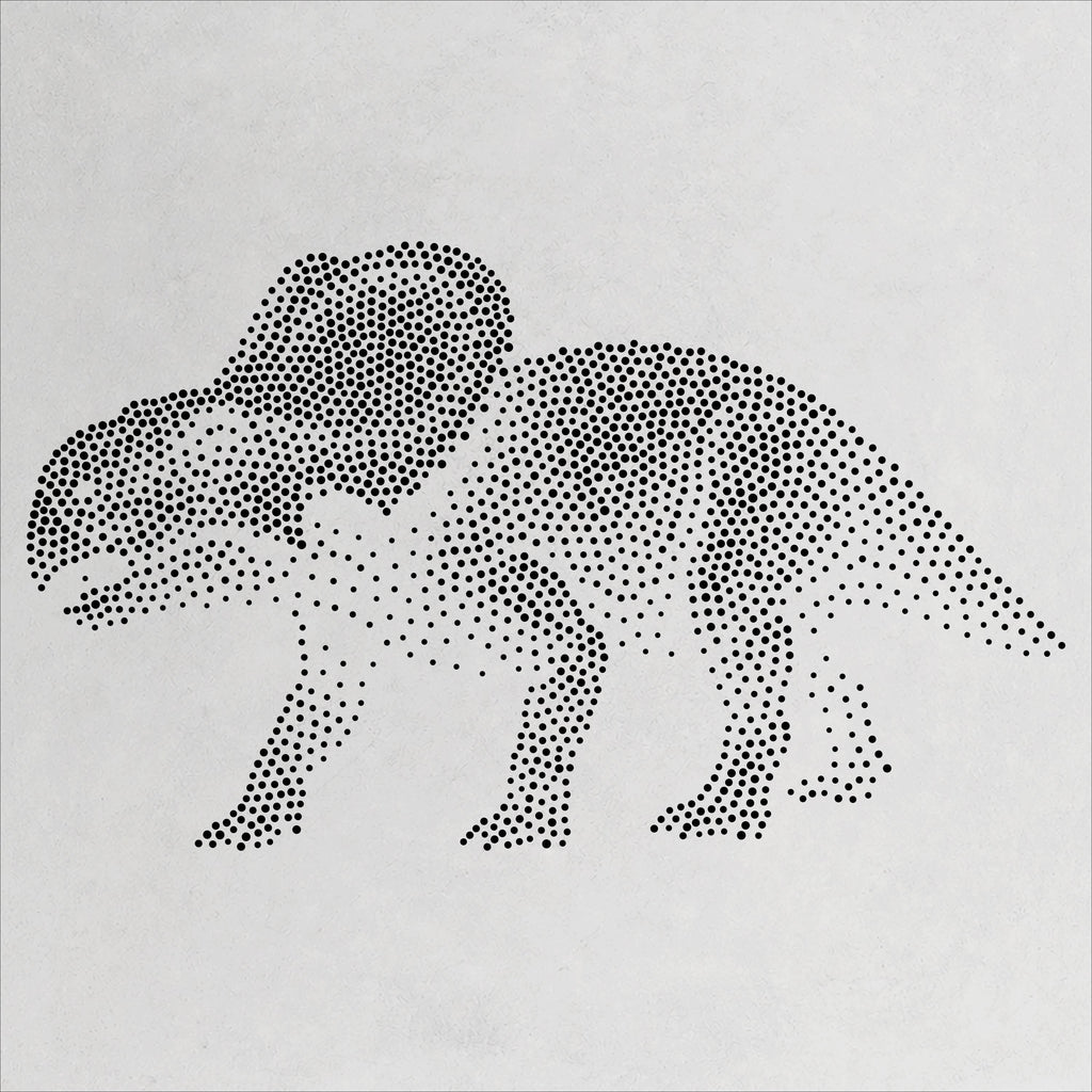 Protoceratops Dinosaur Stencil | Realistic Mylar Stipple Wall Art, Crafts (Large - 300mm / 12" approx)