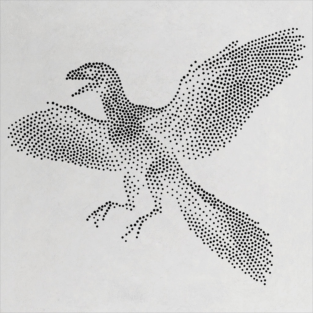 Archaeopteryx Dinosaur Stencil | Realistic Mylar Stipple Wall Art, Crafts (Large - 300mm / 12" approx)