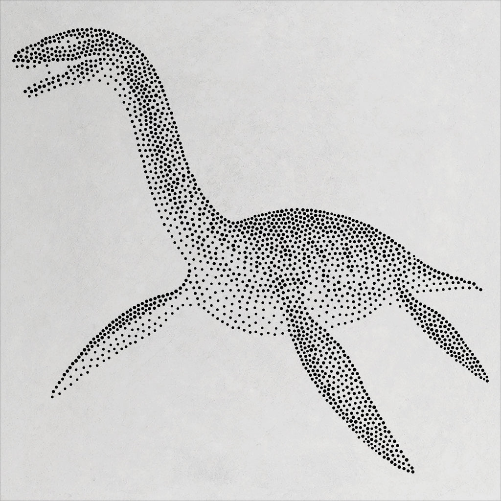 Plesiosaurus Dinosaur Stencil | Realistic Mylar Stipple Wall Art, Crafts (Large - 300mm / 12" approx)