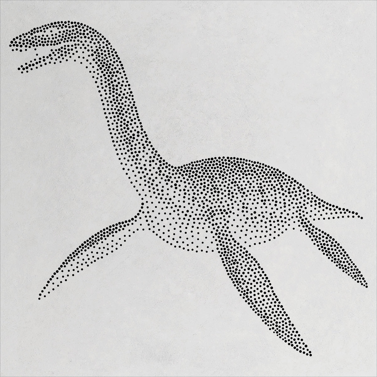 Plesiosaurus Dinosaur Stencil | Realistic Mylar Stipple Wall Art, Crafts (Large - 300mm / 12" approx)