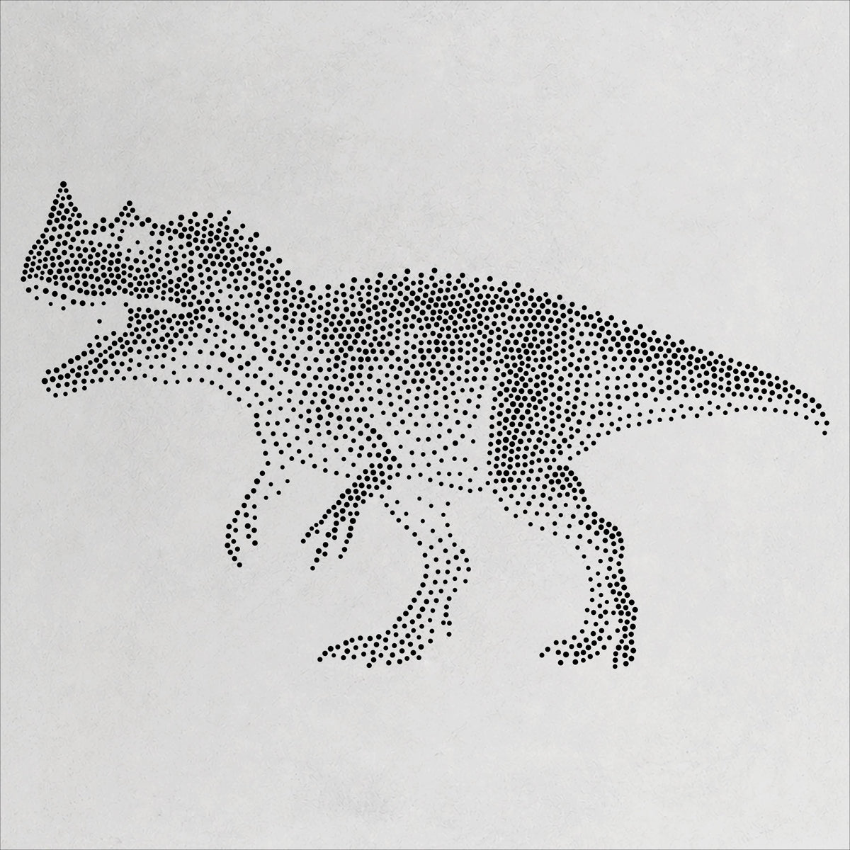 Ceratosaurus Dinosaur Stencil | Realistic Mylar Stipple Wall Art, Crafts (Large - 300mm / 12" approx)