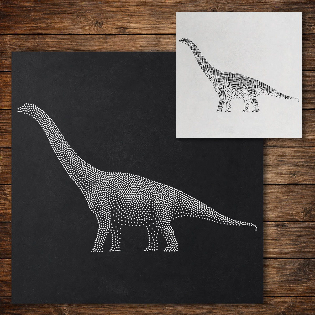 Brontosaurus Dinosaur Stencil reusable Mylar stencil, 300 x 300 mm