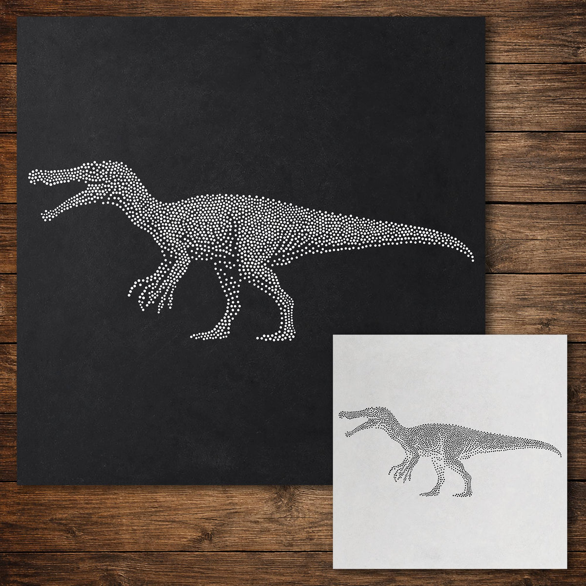 Baryonyx Dinosaur Stencil reusable Mylar stencil, 300 x 300 mm