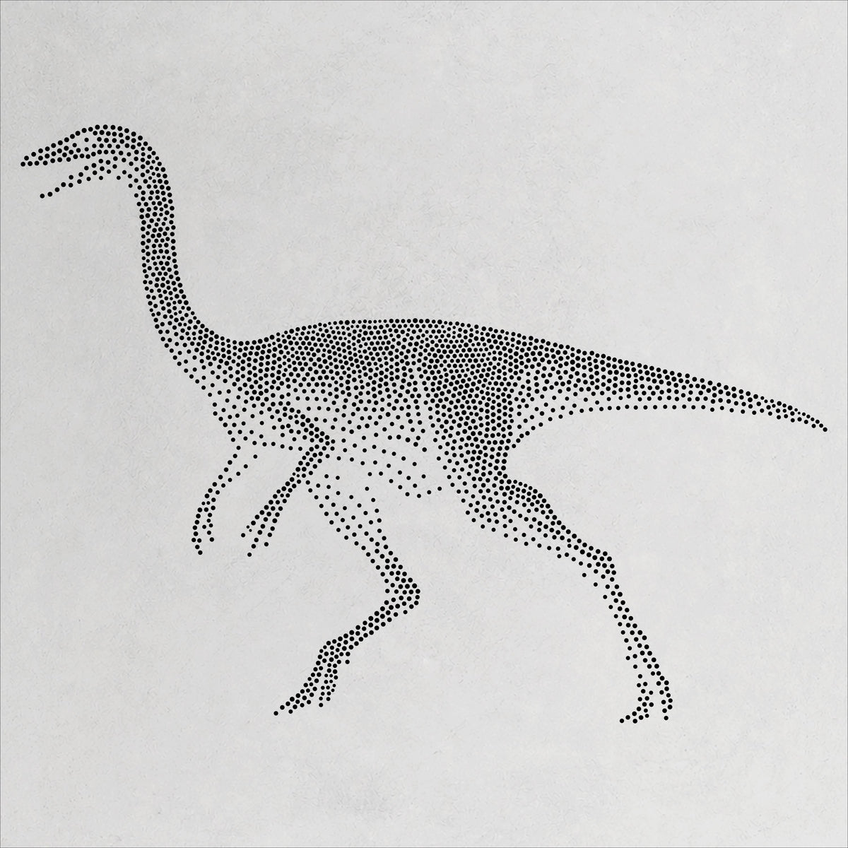 Gallimimus Dinosaur Stencil | Realistic Mylar Stipple Wall Art, Crafts (Large - 300mm / 12" approx)