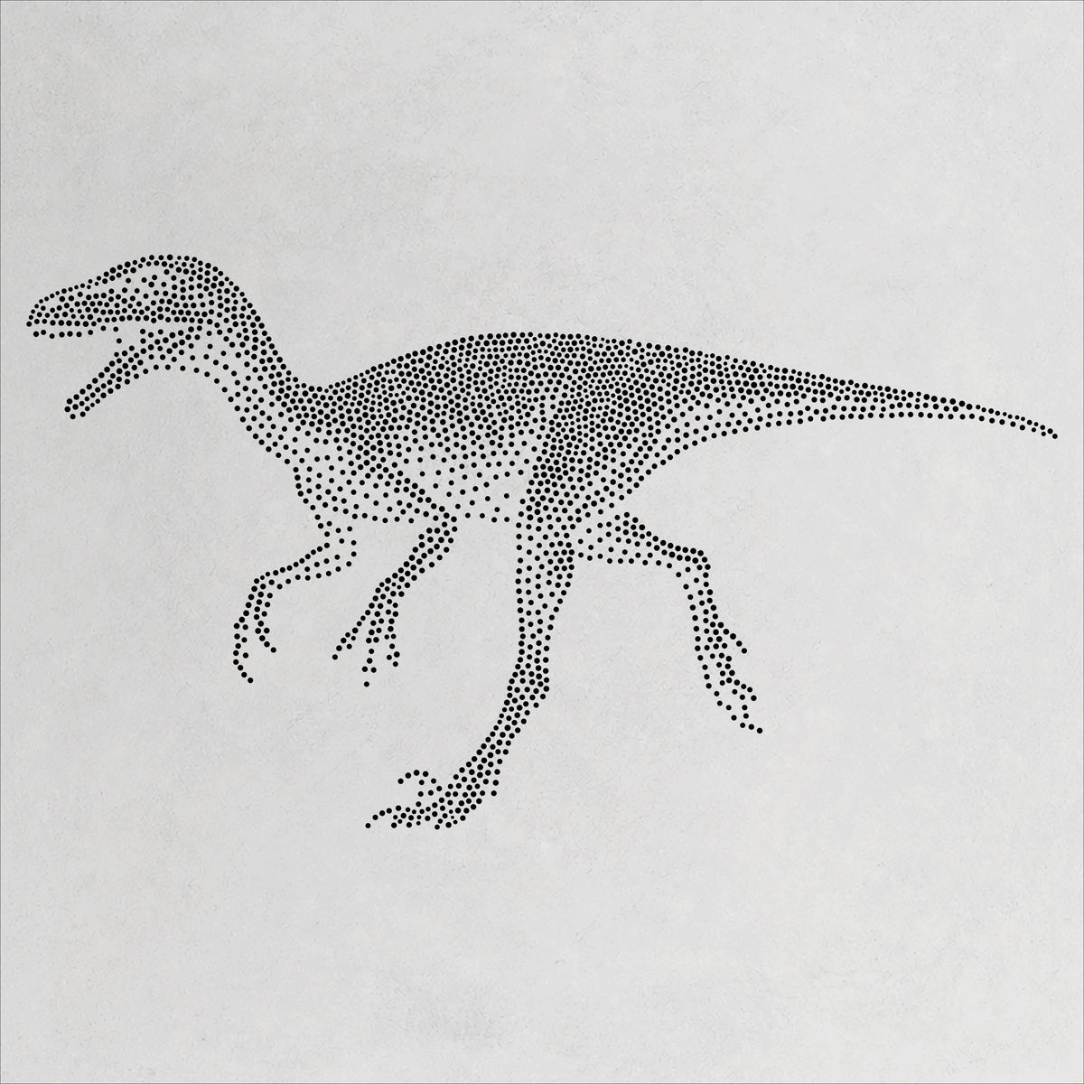 Compsognathus Dinosaur Stencil | Realistic Mylar Stipple Wall Art, Crafts (Large - 300mm / 12" approx)