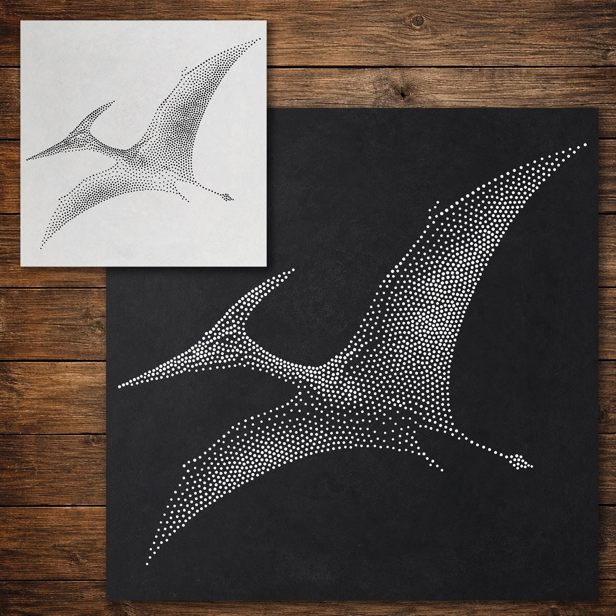 Pteranodon Pterosaur Stencil reusable Mylar stencil, 300 x 300 mm