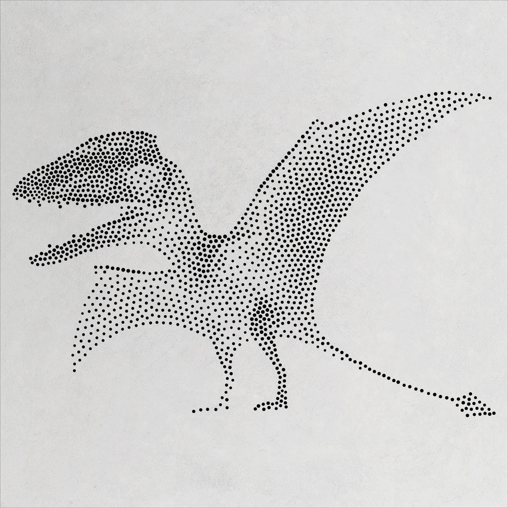 Dimorphodon Pterosaur Stencil | Realistic Mylar Stipple Wall Art, Crafts (Large - 300mm / 12" approx)