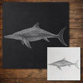 Ichthyosaurus Reptile Stencil reusable Mylar stencil, 300 x 300 mm