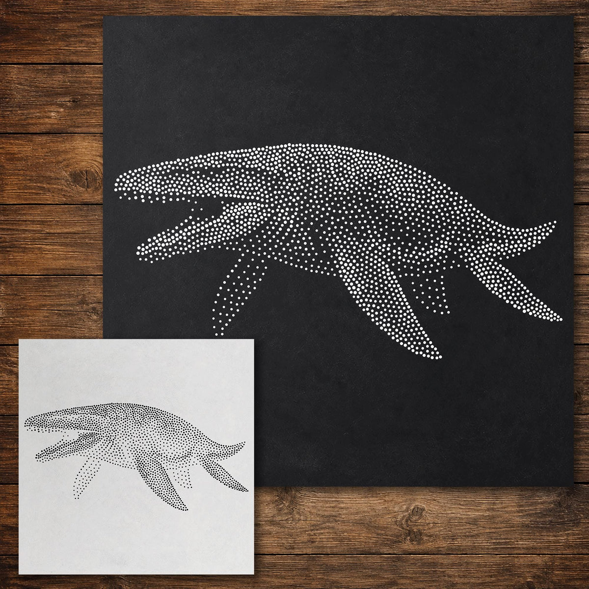 Liopleurodon Pliosaur Stencil reusable Mylar stencil, 300 x 300 mm