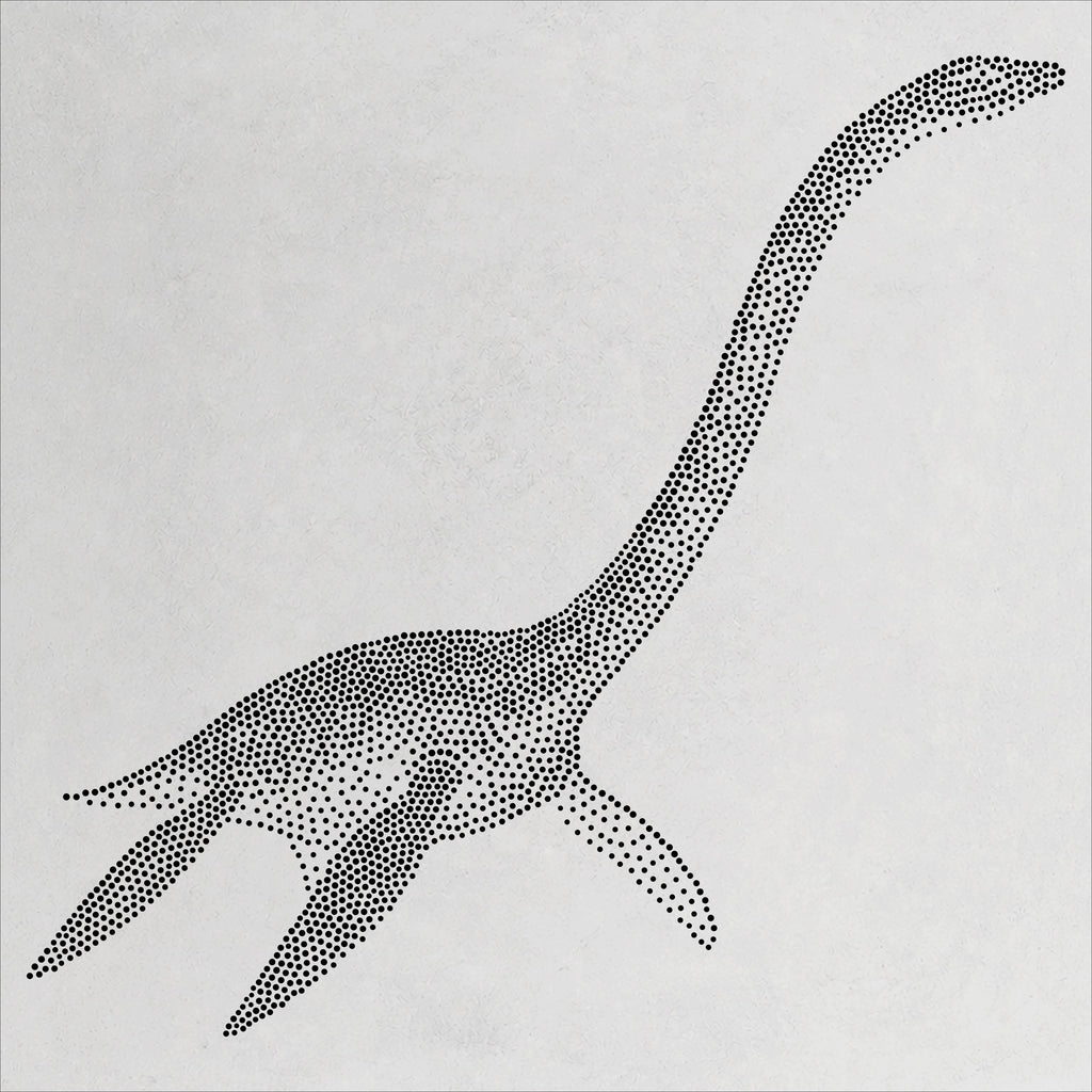 Elasmosaurus Plesiosauria Stencil | Realistic Mylar Stipple Wall Art, Crafts (Large - 300mm / 12" approx)