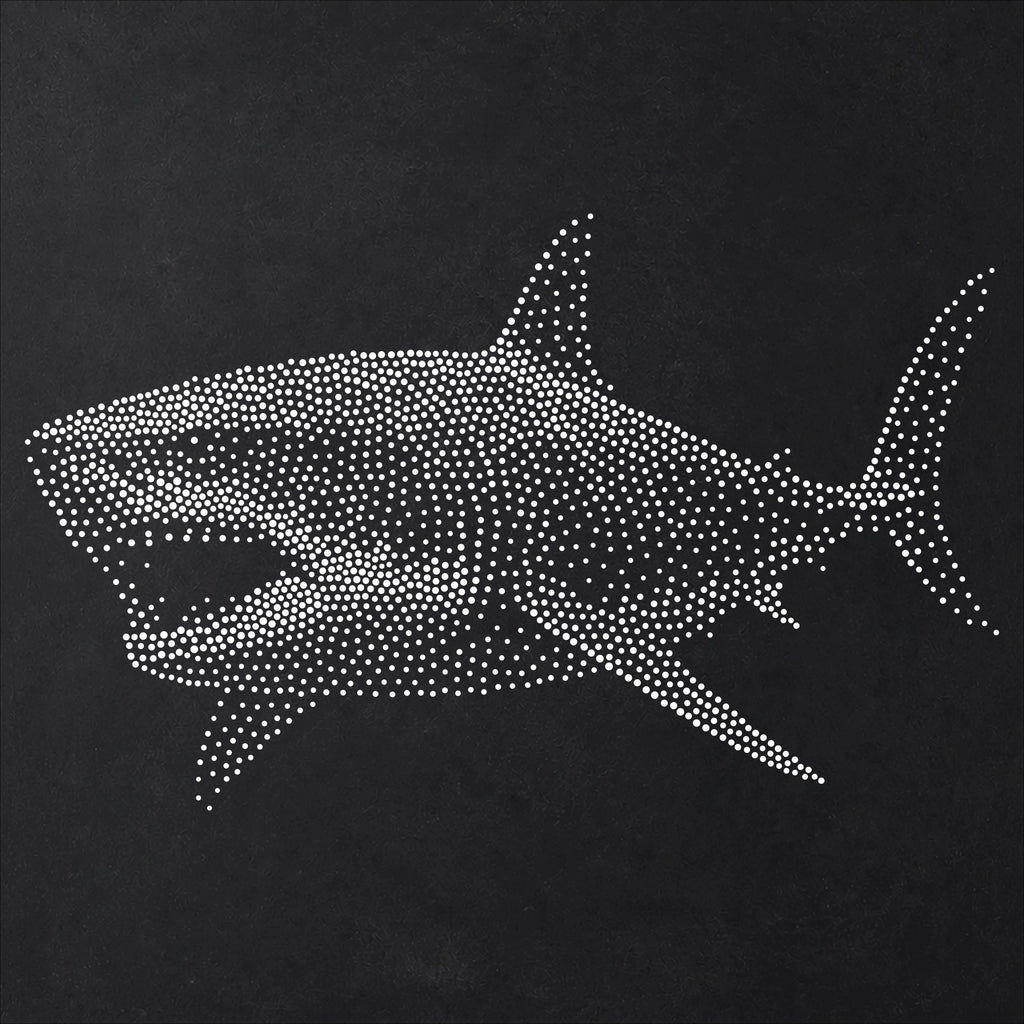 Megalodon Stencil | Realistic Mylar Stipple Wall Art, Crafts (Large - 300mm / 12" approx)