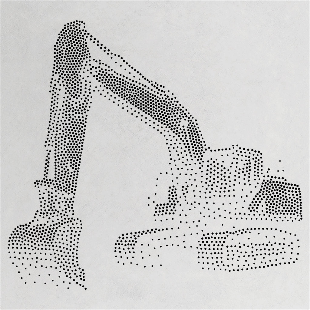 Excavator Digger Stencil | Realistic Mylar Stipple Wall Art, Crafts (Large - 300mm / 12" approx)