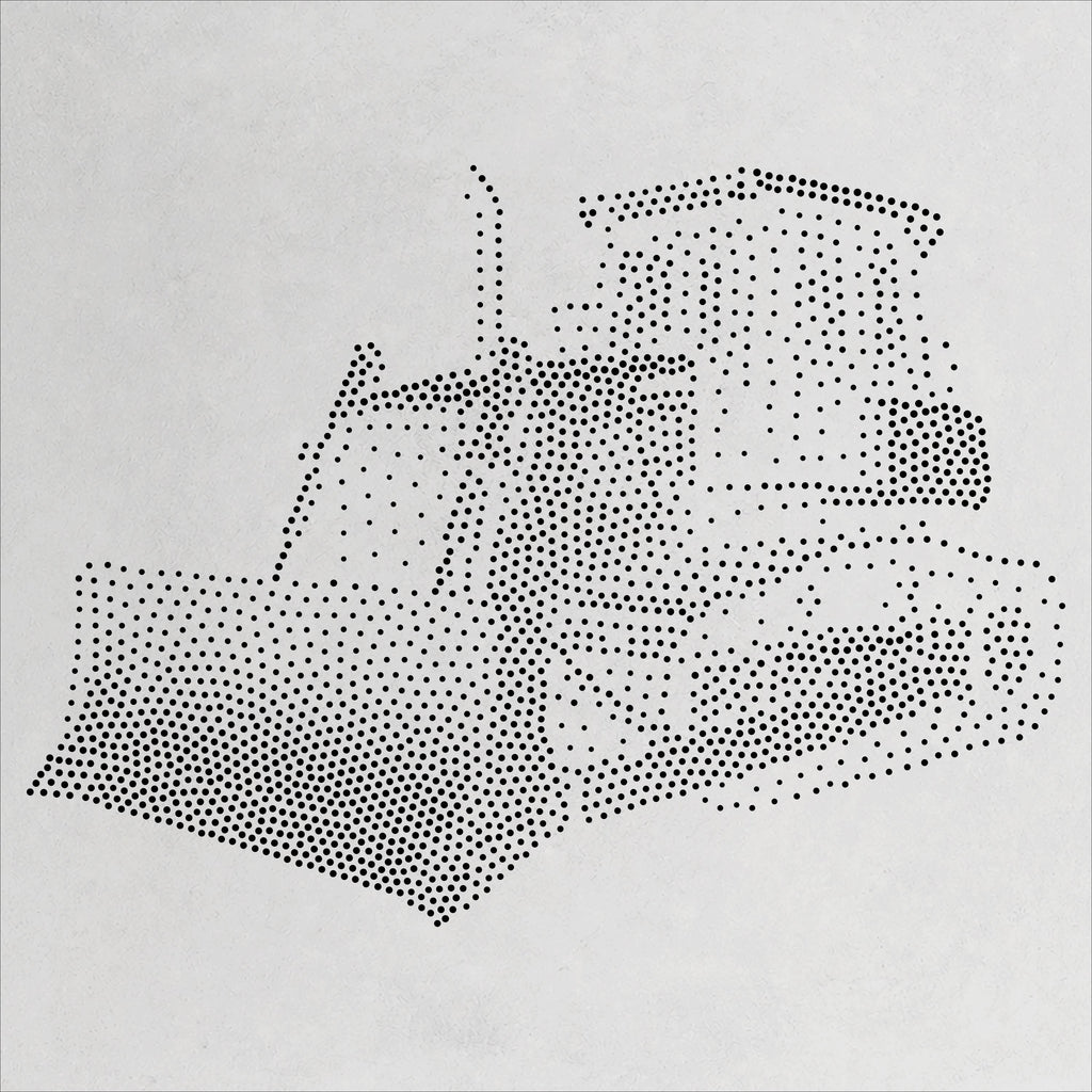Bulldozer Stencil | Realistic Mylar Stipple Wall Art, Crafts (Large - 300mm / 12" approx)