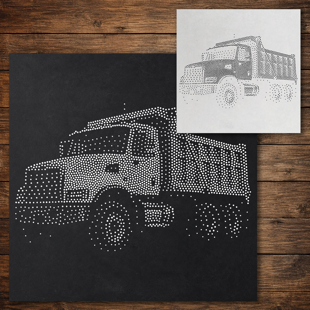 Dump Truck Stencil reusable Mylar stencil, 300 x 300 mm