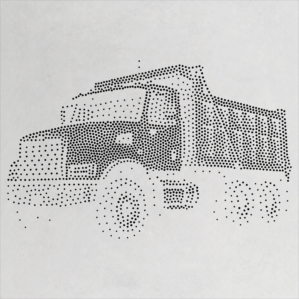 Dump Truck Stencil | Realistic Mylar Stipple Wall Art, Crafts (Large - 300mm / 12" approx)