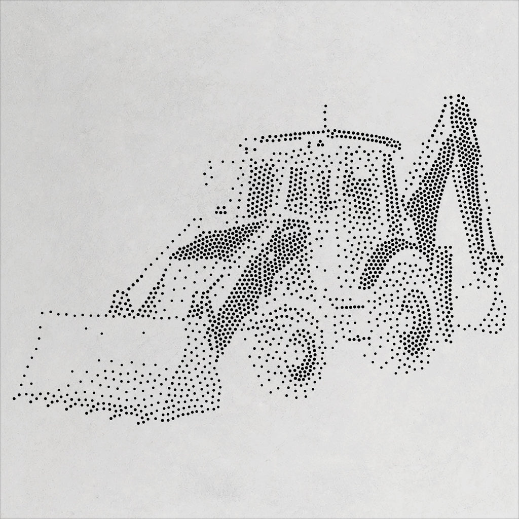 Backhoe Loader Stencil | Realistic Mylar Stipple Wall Art, Crafts (Large - 300mm / 12" approx)