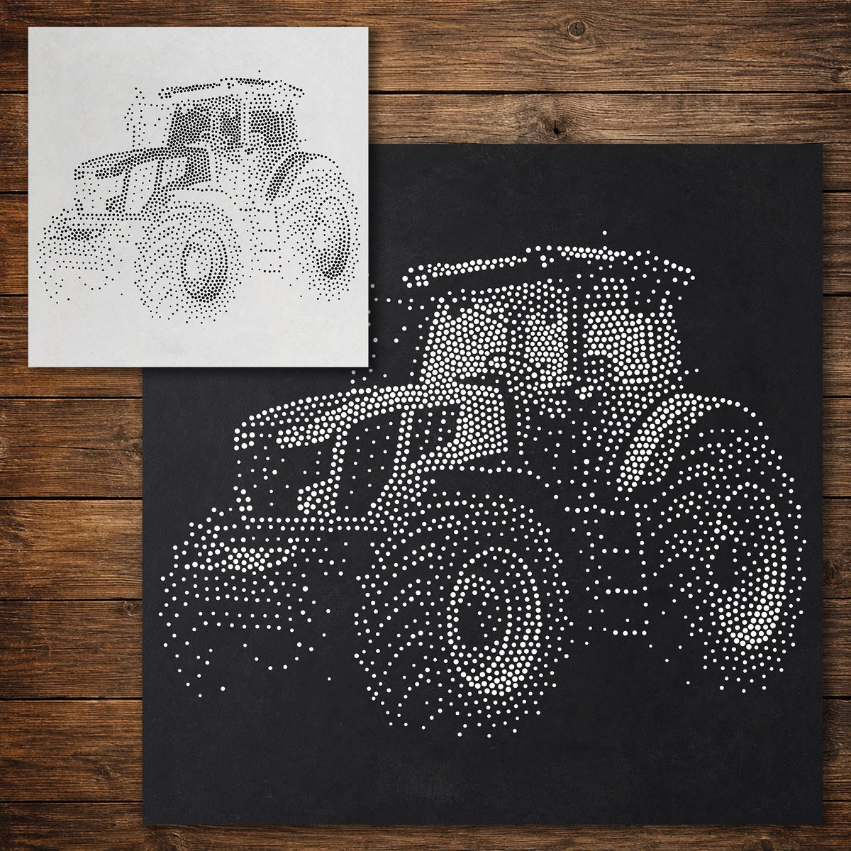 Farm Tractor Stencil reusable Mylar stencil, 300 x 300 mm