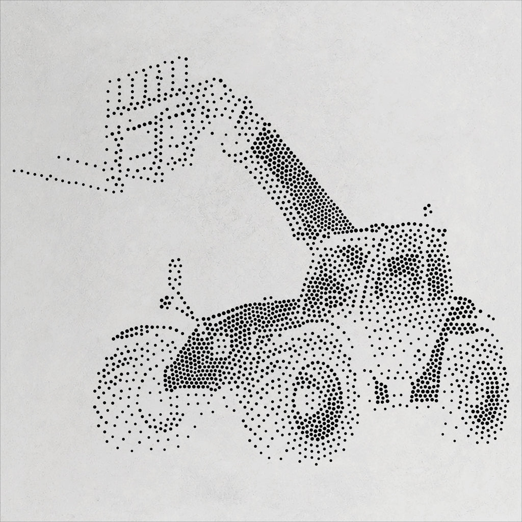 Farm Telehandler Stencil | Realistic Mylar Stipple Wall Art, Crafts (Large - 300mm / 12" approx)