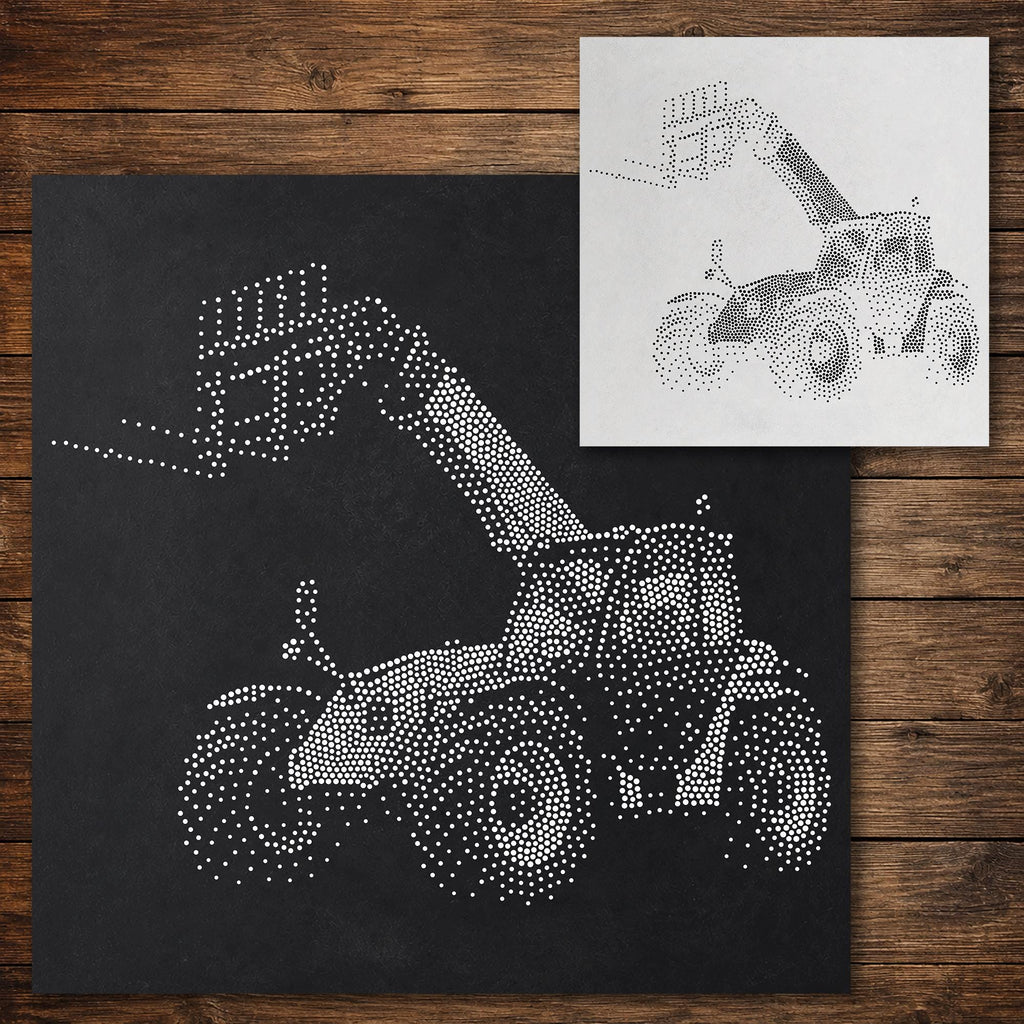 Farm Telehandler Stencil reusable Mylar stencil, 300 x 300 mm