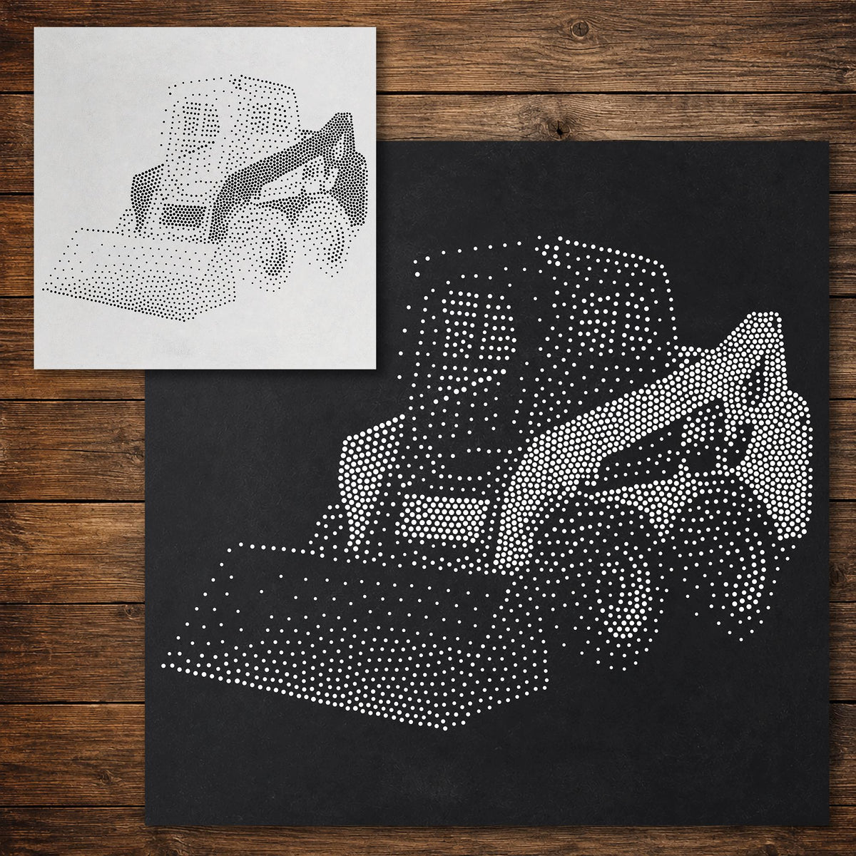 Skid Steer Loader Stencil reusable Mylar stencil, 300 x 300 mm