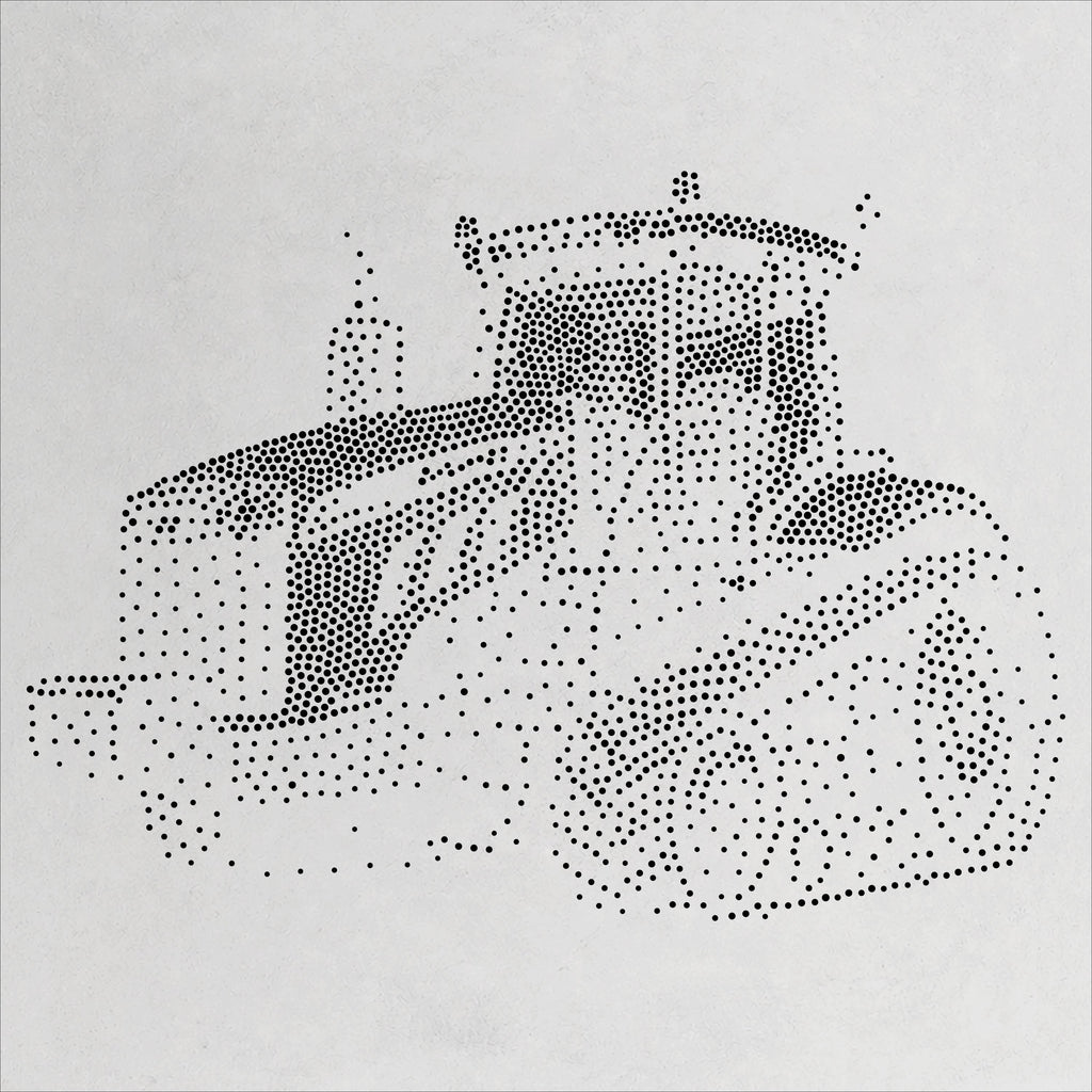 Tracked Tractor Stencil | Realistic Mylar Stipple Wall Art, Crafts (Large - 300mm / 12" approx)