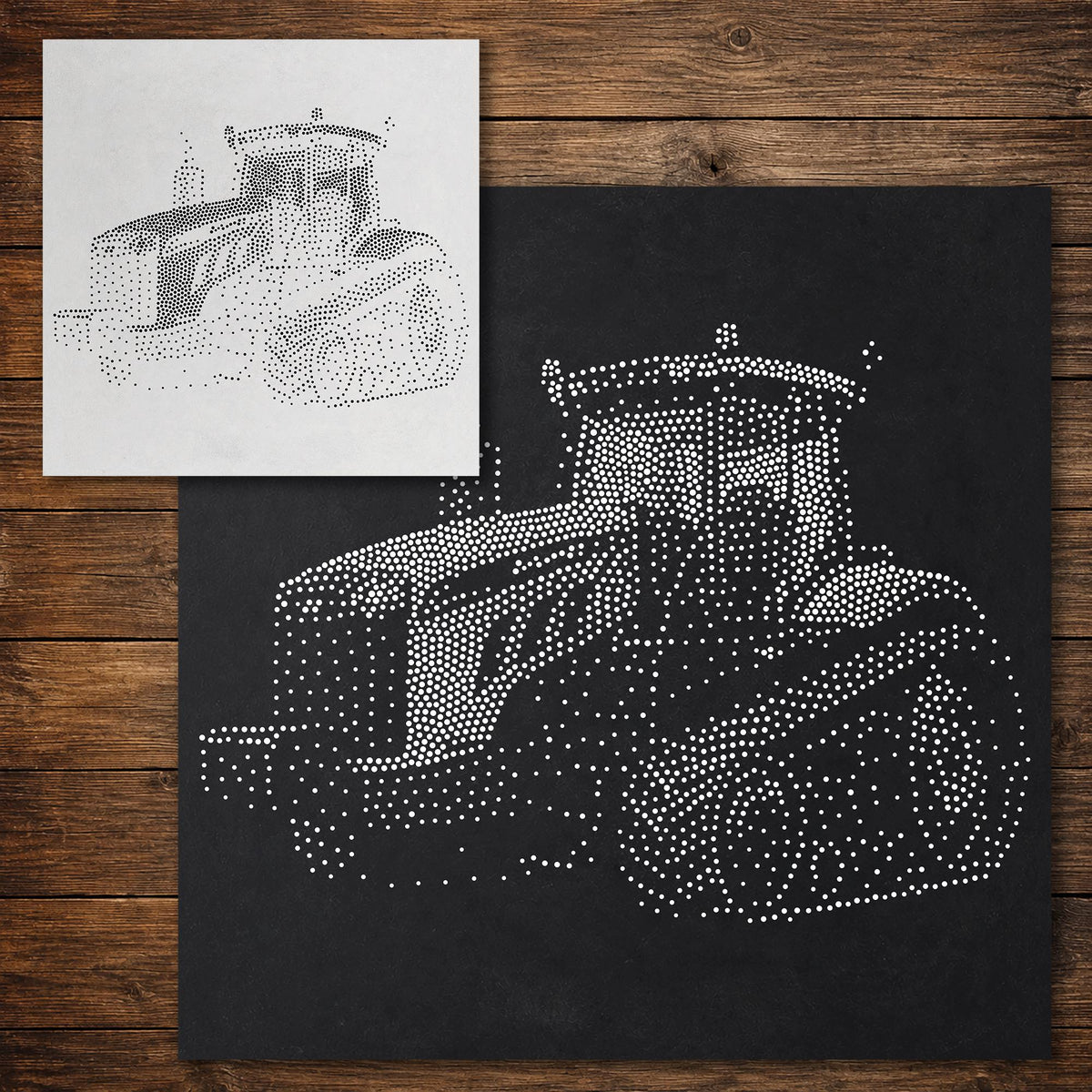 Tracked Tractor Stencil reusable Mylar stencil, 300 x 300 mm