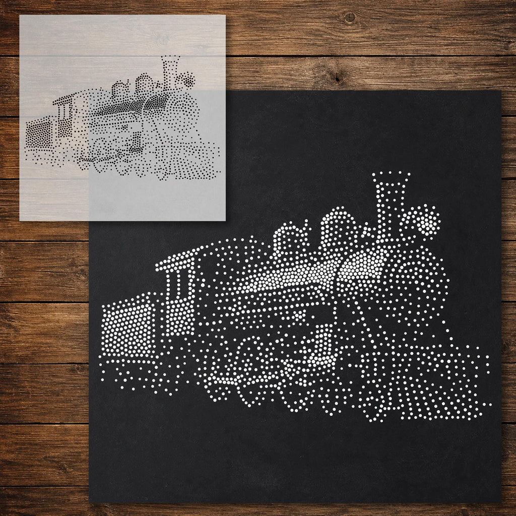 Steam Locomotive Train Stencil reusable Mylar stencil, 300 x 300 mm