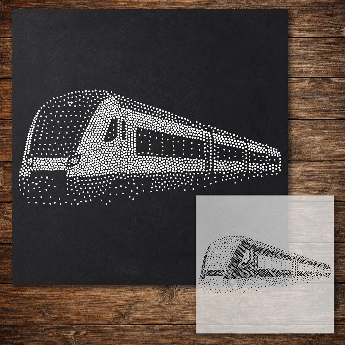 Passenger Train Stencil reusable Mylar stencil, 300 x 300 mm