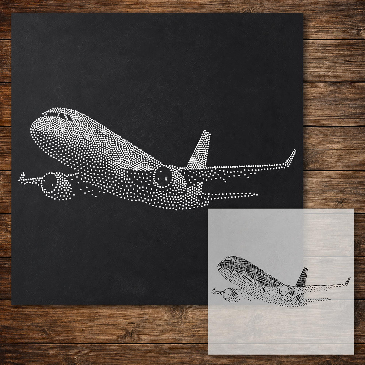 Airliner Aeroplane Stencil reusable Mylar stencil, 300 x 300 mm