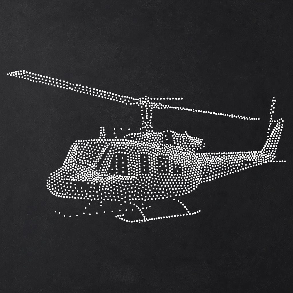 Helicopter Stencil | Realistic Mylar Stipple Wall Art, Crafts (Large - 300mm / 12" approx)