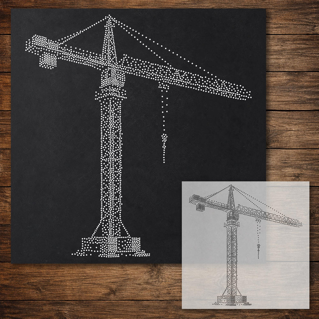 Tower Crane Stencil reusable Mylar stencil, 300 x 300 mm