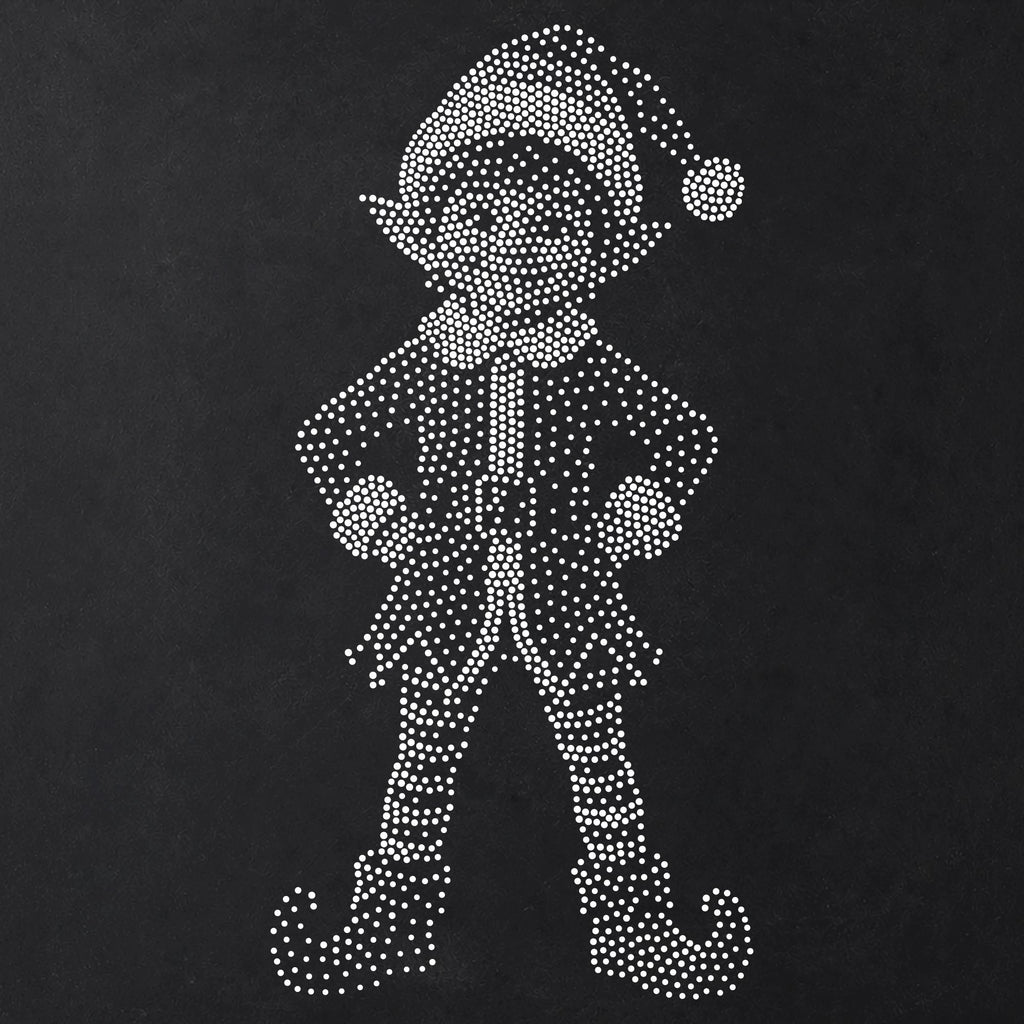 Christmas Elf Stencil | Realistic Mylar Stipple Wall Art, Crafts (Large - 300mm / 12" approx)