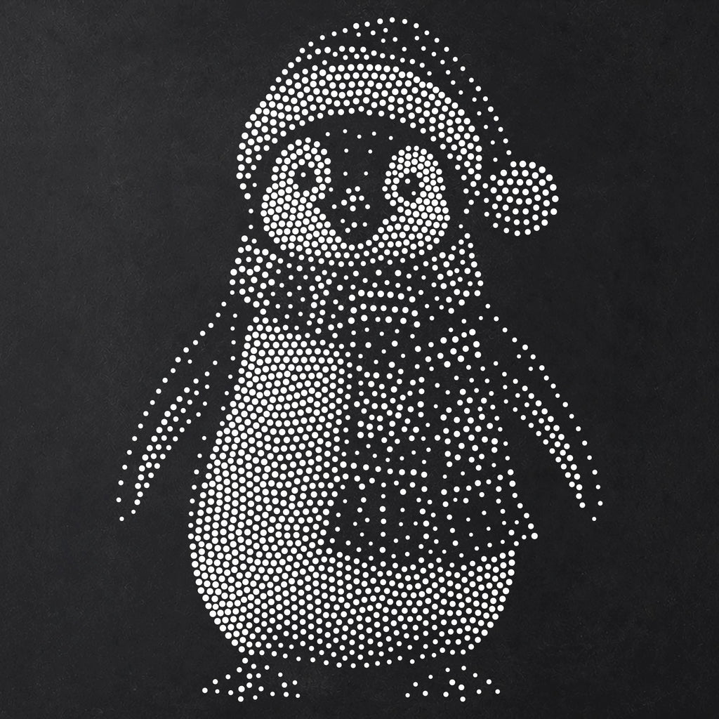 Christmas Penguin Stencil | Realistic Mylar Stipple Wall Art, Crafts (Large - 300mm / 12" approx)
