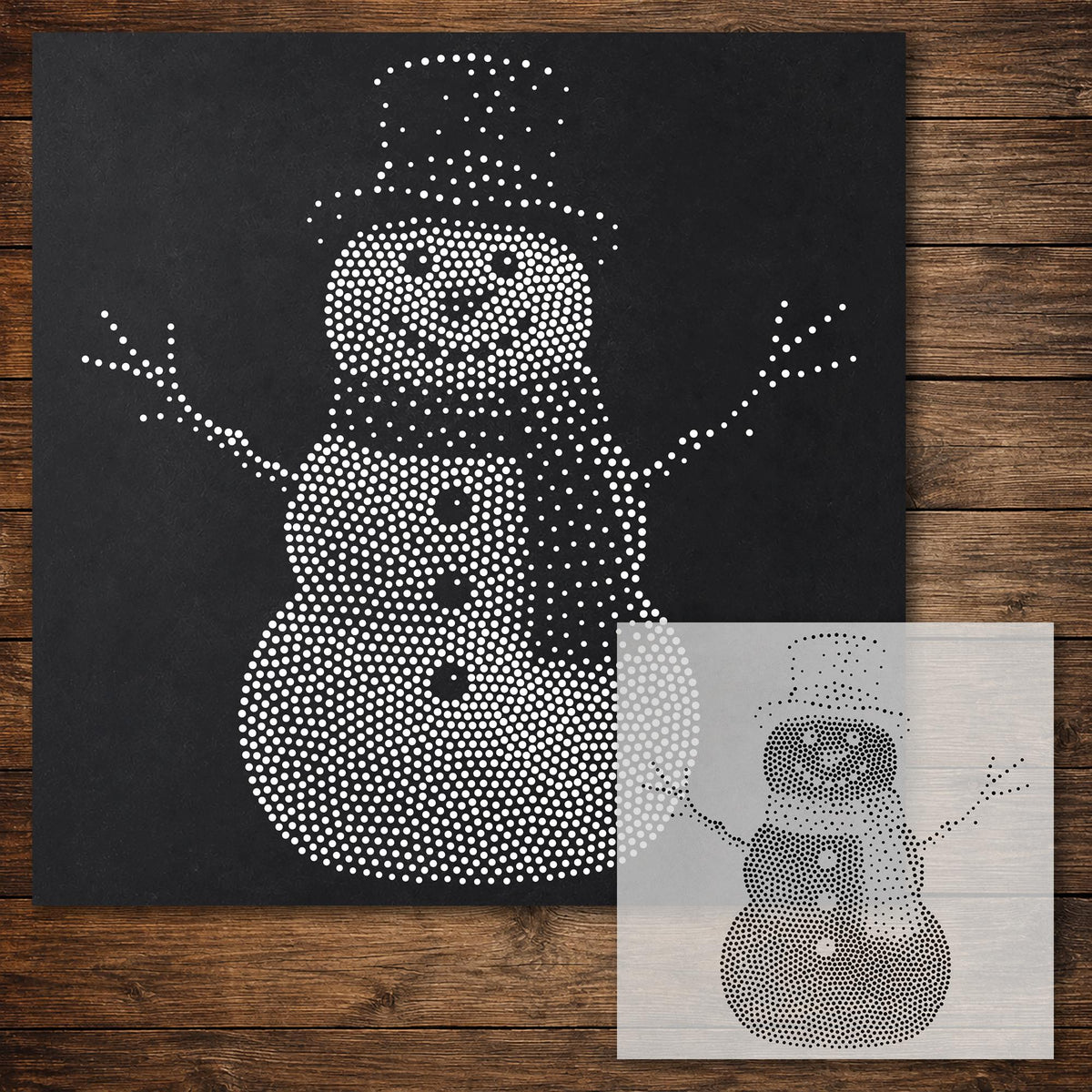 Christmas Snowman Stencil reusable Mylar stencil, 300 x 300 mm