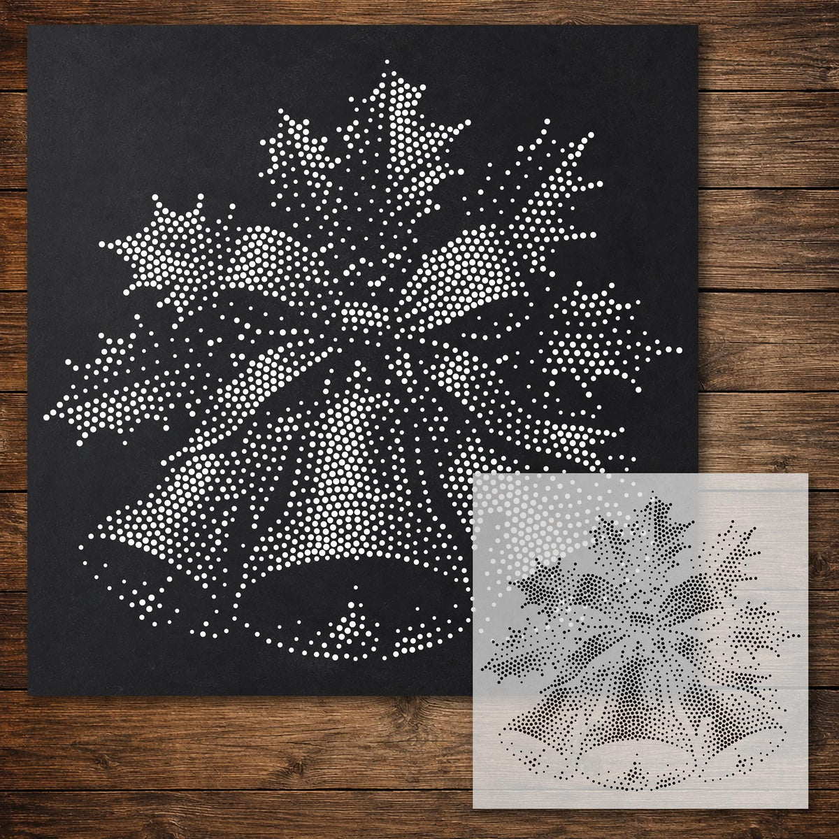 Christmas Bells Stencil reusable Mylar stencil, 300 x 300 mm