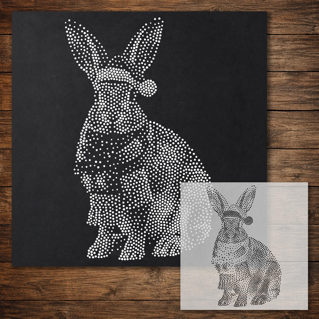 Christmas Hare Stencil reusable Mylar stencil, 300 x 300 mm
