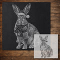 Christmas Hare Stencil reusable Mylar stencil, 300 x 300 mm
