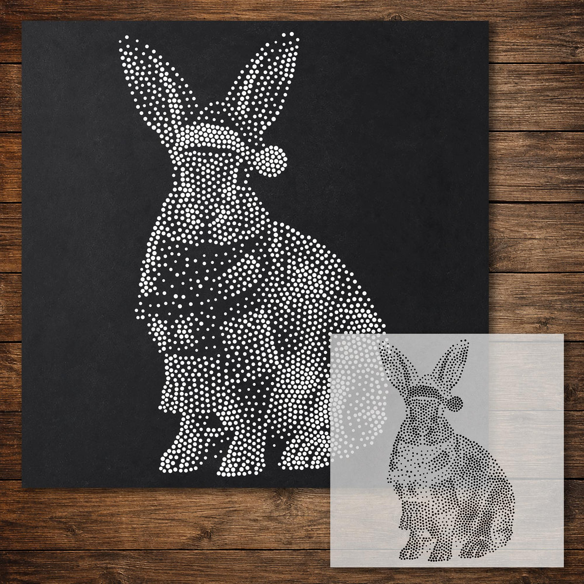 Christmas Hare Stencil reusable Mylar stencil, 300 x 300 mm