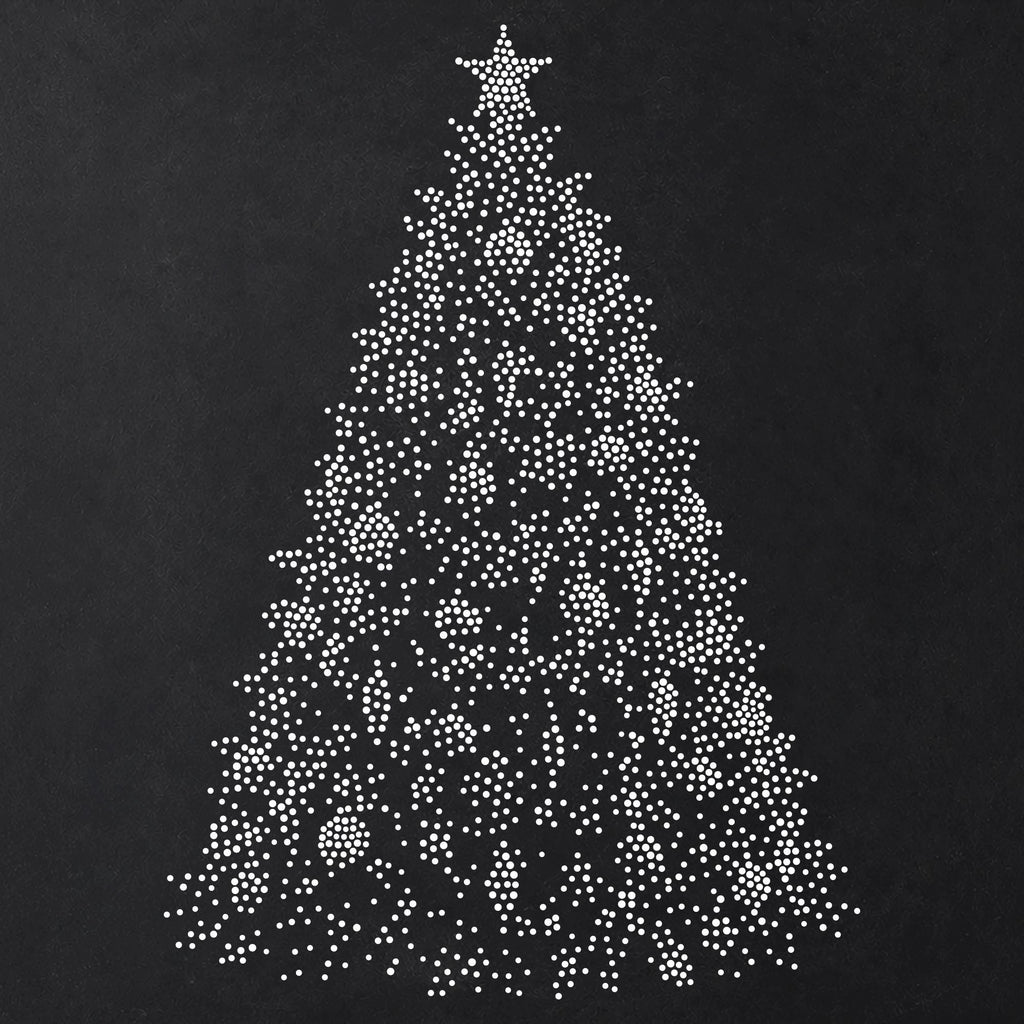 Christmas Tree Stencil | Realistic Mylar Stipple Wall Art, Crafts (Large - 300mm / 12" approx)